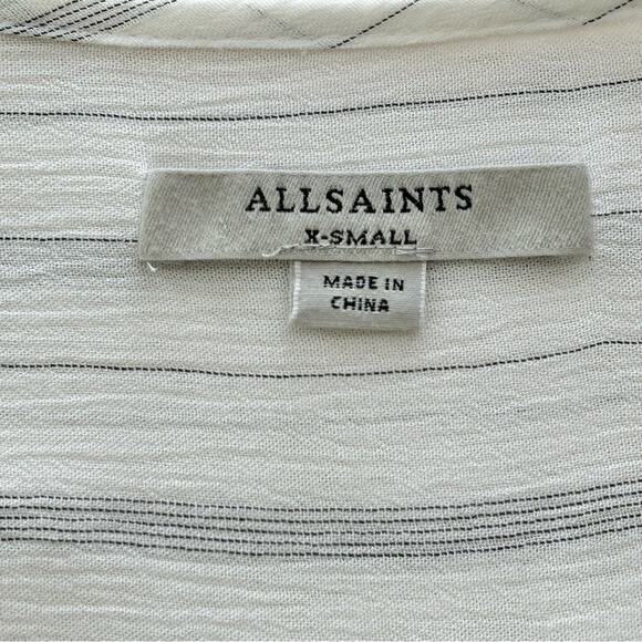 AllSaints Penny Striped Cross Over Top Womens Size XS White Gray Faux Wrap - Picture 12 of 14